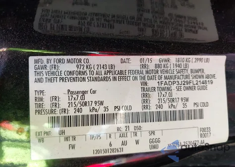 2015 Ford Focus Titanium from USA, damaged, VIN 1FADP3J29FL214819